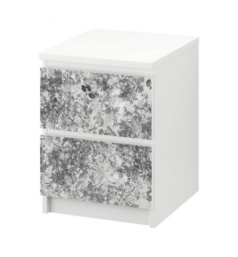 MyMaxxi Möbelfolie Kommodenaufkleber Malm Vintage weißes Blumenbeet Klebefolie Möbelfolie, (Vintage Tapete Blumenbeet, }, Ein Aufkleber je Schublade), Selbstklebend von MyMaxxi