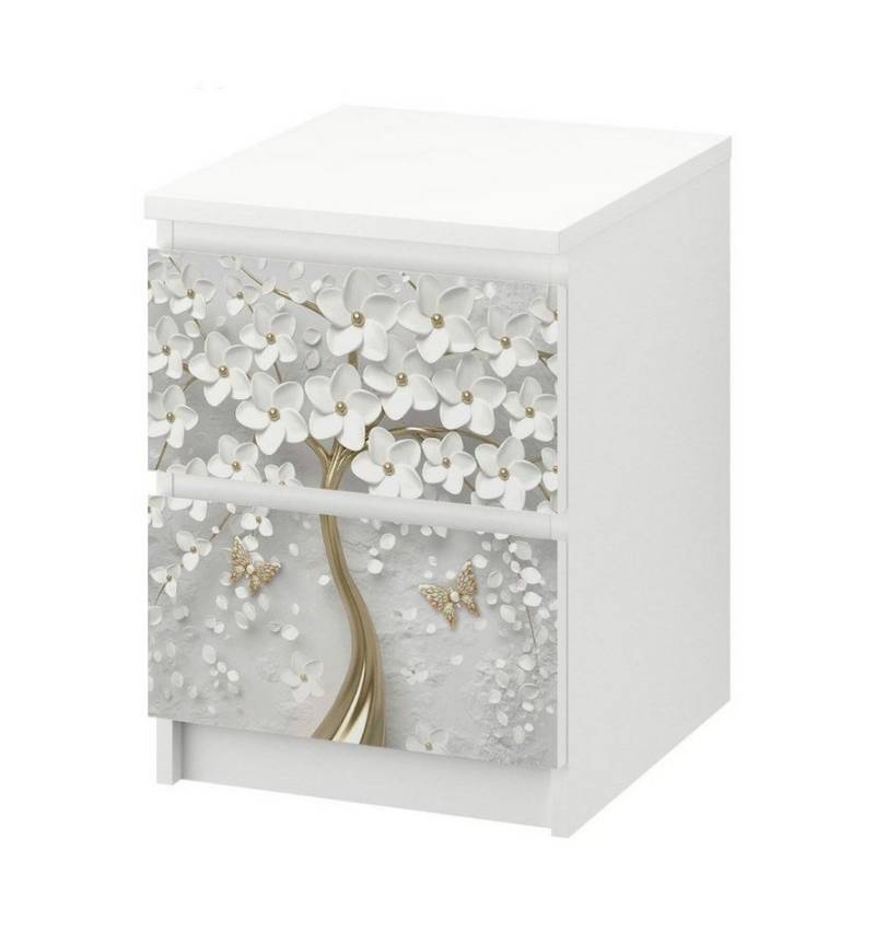 MyMaxxi Möbelfolie Kommodenaufkleber Malm Blütenbaum Klebefolie Möbelfolie Folie, (Baum gold weiss, 1St.}, Ein Aufkleber je Schublade), Selbstklebend MyMaxxi Möbelfolie Kommodenaufkleber Malm Blütenbaum Klebefolie Möbelfolie Folie, (Baum gold weiss, 1St.}, Ein Aufkleber je Schublade), Selbstklebend von MyMaxxi