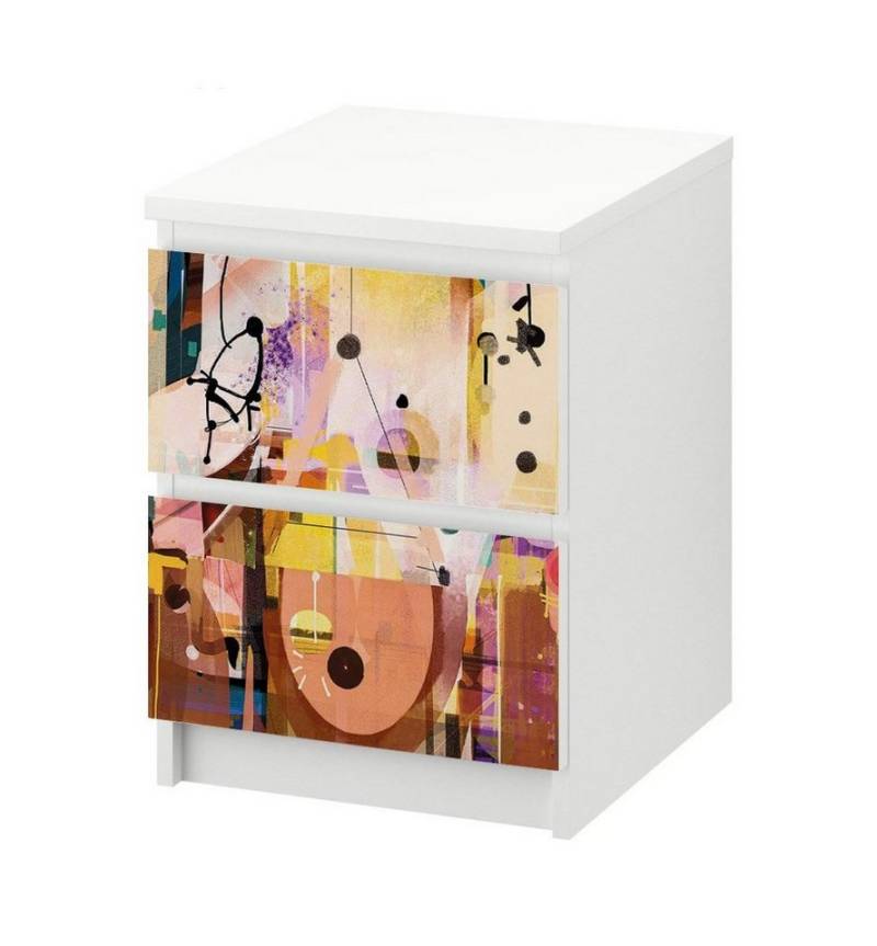 MyMaxxi Möbelfolie Kommodenaufkleber Malm bunte abstrakte Malerei mit Formen Möbelfolie, (Abstrakte Kunst Formen, 1St.}, Ein Aufkleber je Schublade), Selbstklebend von MyMaxxi