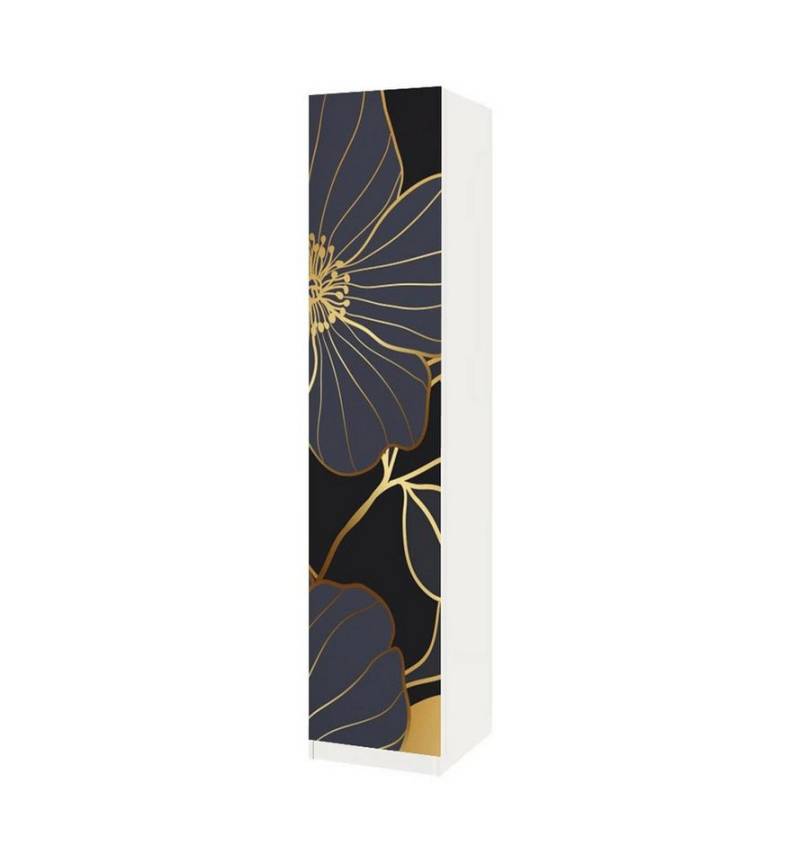 MyMaxxi Möbelfolie Schrankaufkleber Pax Gemalte Blumen Schwarz Gold Möbelfolie Folie von MyMaxxi