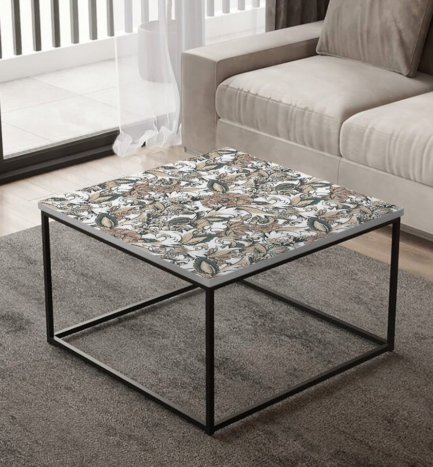 MyMaxxi Möbelfolie MyMaxxi - selbstklebende Tischfolie Vintage Blumen mit Blatt weiss kompatibel mit Ikea Lacktisch Zeichnung Blüte Muster Malerei Möbelfolie Aufkleber - blasenfrei zu verkleben von MyMaxxi