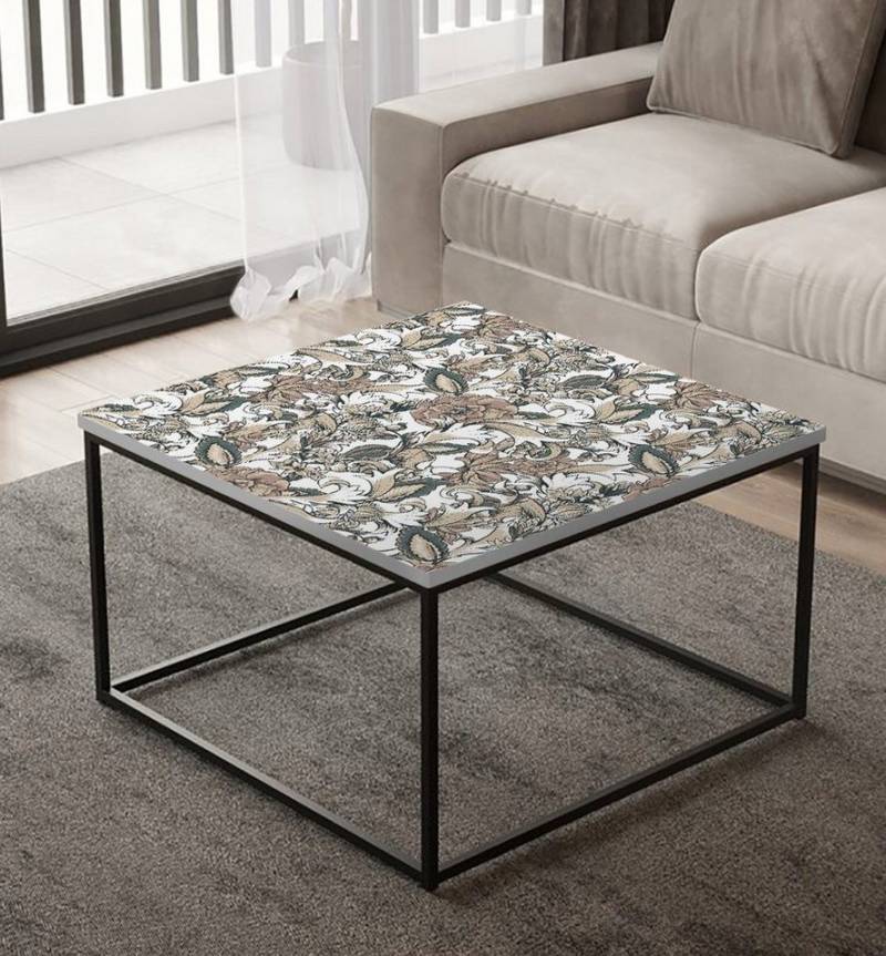 MyMaxxi Möbelfolie MyMaxxi - selbstklebende Tischfolie Vintage Blumen mit Blatt weiss kompatibel mit Ikea Lacktisch Zeichnung Blüte Muster Malerei Möbelfolie Aufkleber - blasenfrei zu verkleben von MyMaxxi