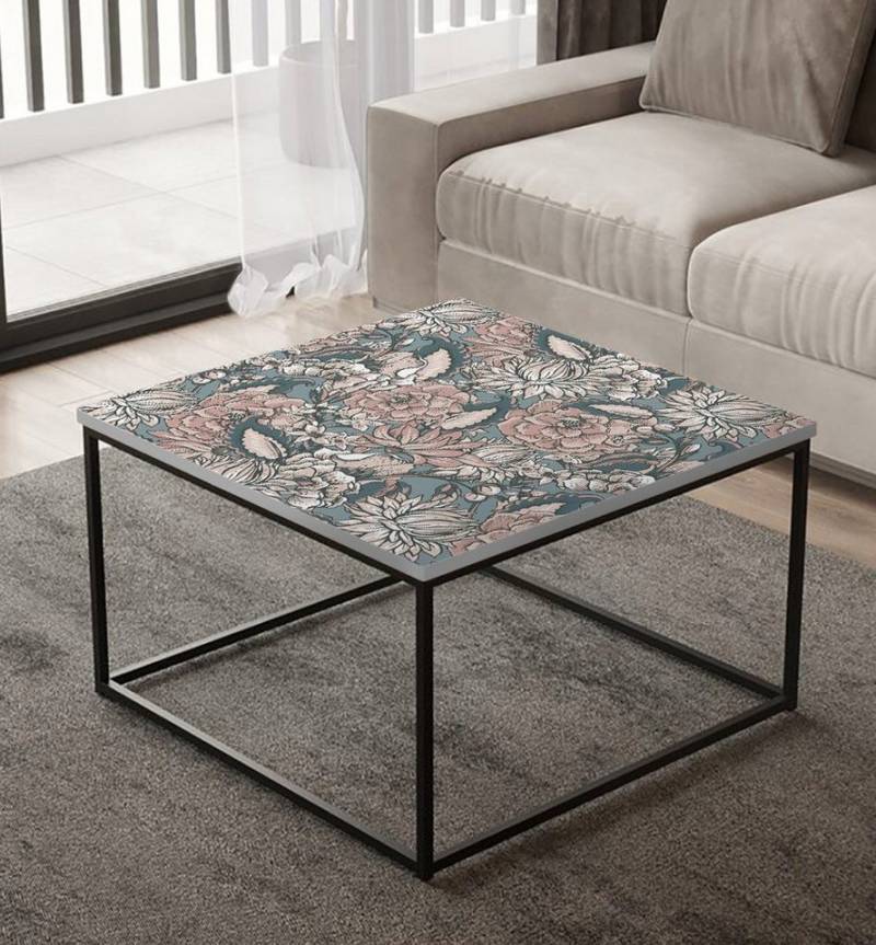 MyMaxxi Möbelfolie MyMaxxi - selbstklebende Tischfolie Vintage große Blüten weiss kompatibel mit Ikea Lacktisch Zeichnung Blüte Muster Malerei Möbelfolie Aufkleber - blasenfrei zu verkleben von MyMaxxi