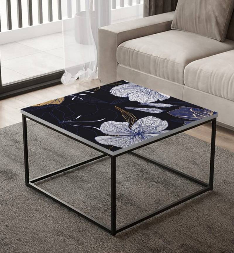 MyMaxxi Möbelfolie Tischfolie abstrakte Blumen Blätter gold blau selbstklebend Folie, (Blumen Blätter blau gold, 1St.}, Klebefolie passend geschnitten und gerollt), Selbstklebend von MyMaxxi