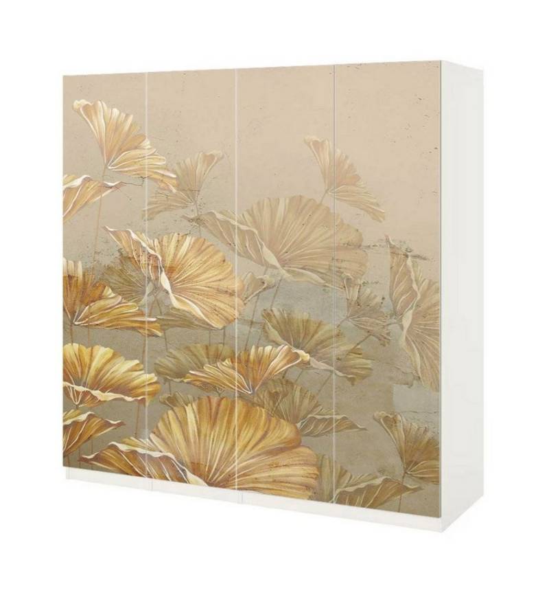MyMaxxi Möbelfolie Schrankaufkleber Pax Abstrakt gezeichnetes Blütenfeld Möbelfolie Folie, (gezeichnete Blüten gold, 4St.}, Ein Aufkleber je Schranktür), Selbstklebend von MyMaxxi