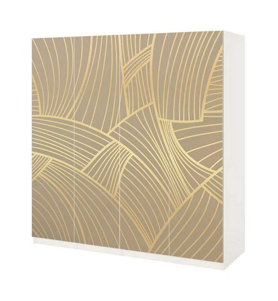 MyMaxxi Möbelfolie Schrankaufkleber Pax Abstrakte Linien Klebefolie Möbelfolie Folie, (GoldeneBögen, 4St.}, Ein Aufkleber je Schranktür), Selbstklebend von MyMaxxi