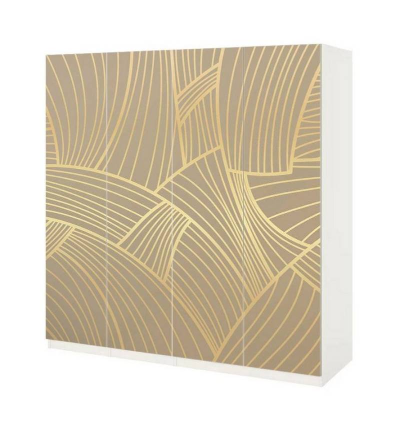 MyMaxxi Möbelfolie Schrankaufkleber Pax Abstrakte Linien Klebefolie Möbelfolie Folie, (GoldeneBögen, 4St.}, Ein Aufkleber je Schranktür), Selbstklebend von MyMaxxi