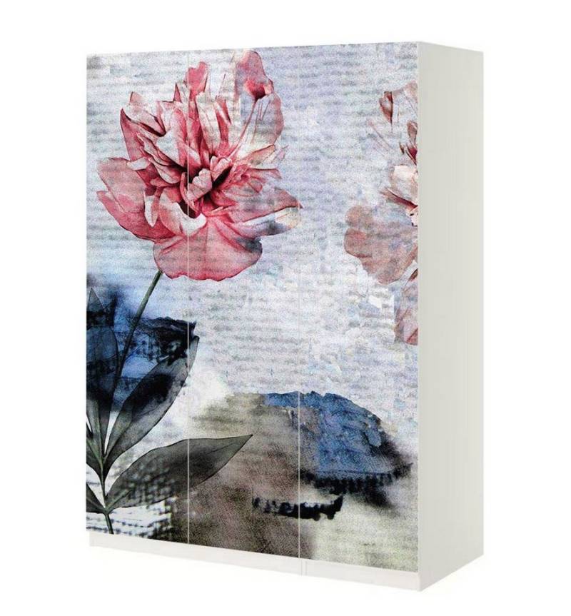 MyMaxxi Möbelfolie Schrankaufkleber Pax Blüten auf weißem Hintergrund Möbelfolie Folie, (Leinwand Blumen, 3St.}, Ein Aufkleber je Schranktür), Selbstklebend von MyMaxxi