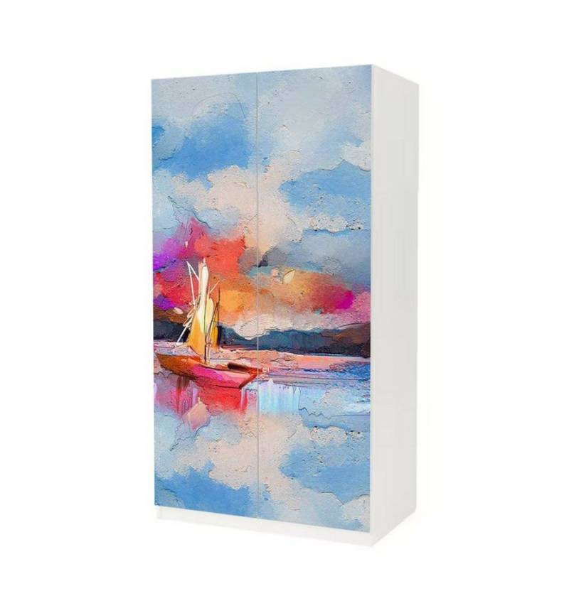 MyMaxxi Möbelfolie Schrankaufkleber Pax Boot abstrakt gemalt Klebefolie Möbelfolie Folie, (Illustration Boot, 2St.}, Ein Aufkleber je Schranktür), Selbstklebend von MyMaxxi