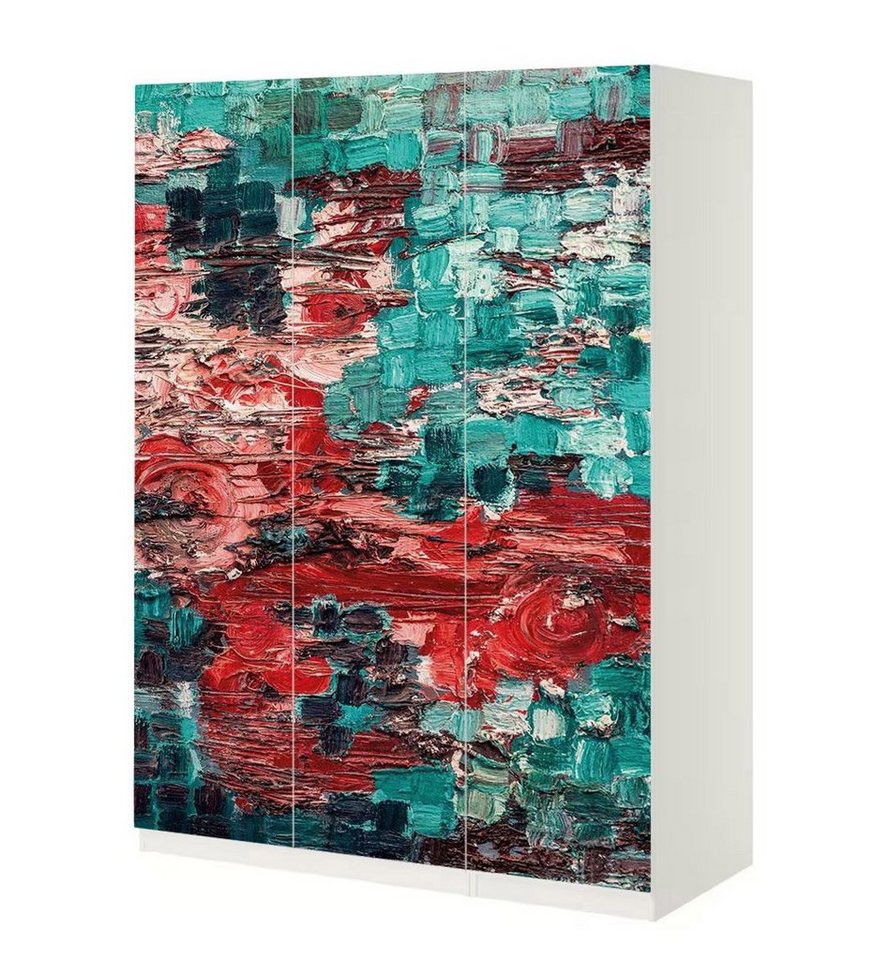 MyMaxxi Möbelfolie Schrankaufkleber Pax Gemälde türkis Klebefolie Möbelfolie Folie, (Gemälde türkis, 3St.}, Ein Aufkleber je Schranktür), Selbstklebend von MyMaxxi