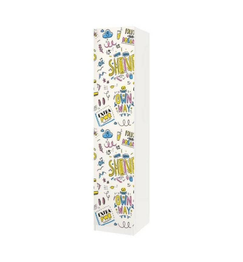 MyMaxxi Möbelfolie Schrankaufkleber Pax Glücklich bunt Klebefolie Möbelfolie Folie, (Glücklich bunt, 2St.}, Ein Aufkleber je Schranktür), Selbstklebend von MyMaxxi