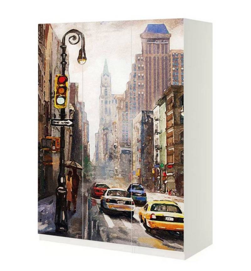 MyMaxxi Möbelfolie Schrankaufkleber Pax New York Straße Klebefolie Möbelfolie Folie, (New York Straße, 3St.}, Ein Aufkleber je Schranktür), Selbstklebend von MyMaxxi