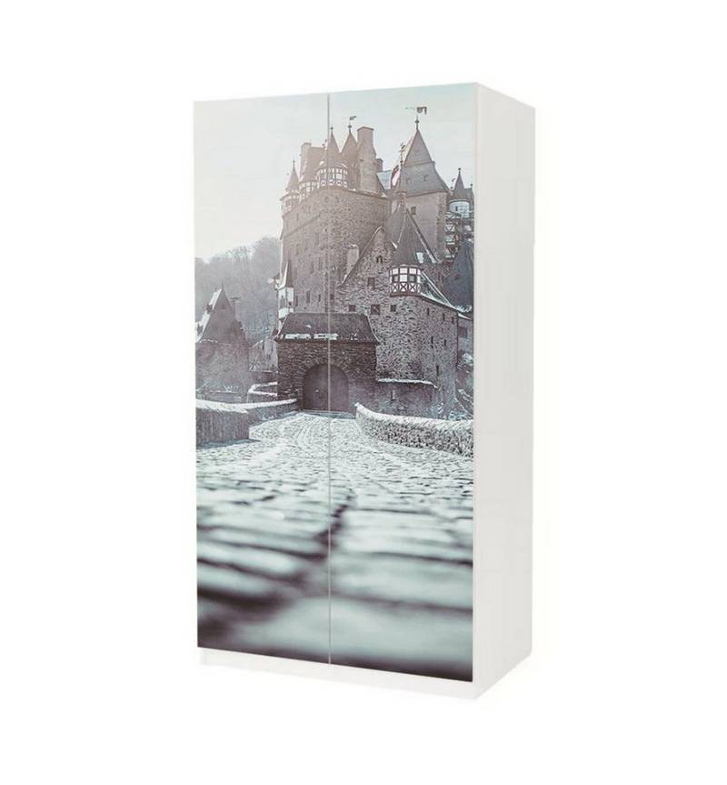 MyMaxxi Möbelfolie Schrankaufkleber Pax Schloss in Winterlandschaft Möbelfolie Folie, (Magisches Schloss, 2St.}, Ein Aufkleber je Schranktür), Selbstklebend von MyMaxxi