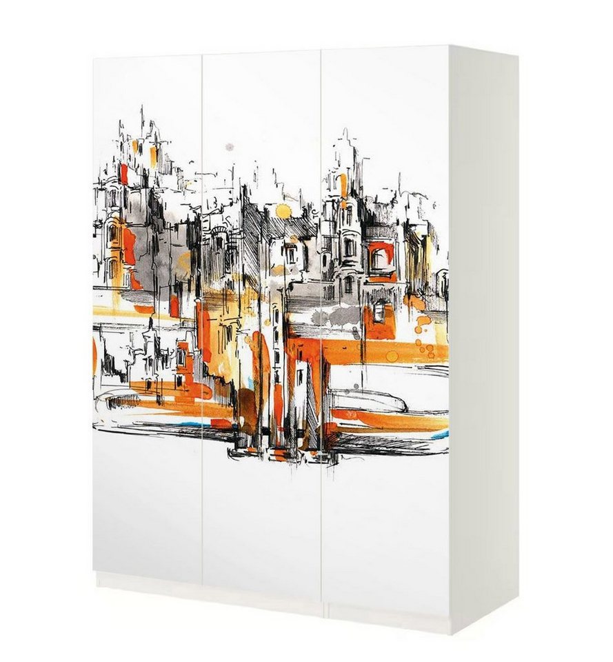 MyMaxxi Möbelfolie Schrankaufkleber Pax Stadt Trompete Klebefolie Möbelfolie Folie, (Stadt Trompete, 3St.}, Ein Aufkleber je Schranktür), Selbstklebend von MyMaxxi