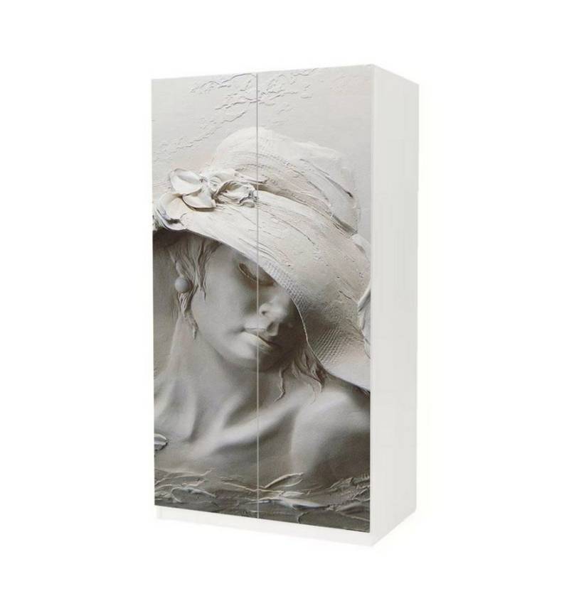 MyMaxxi Möbelfolie Schrankaufkleber Pax Statue Frau mit Hut 3D Klebefolie Möbelfolie, (Statue Frau mit Hut, 2St.}, Ein Aufkleber je Schranktür), Selbstklebend von MyMaxxi