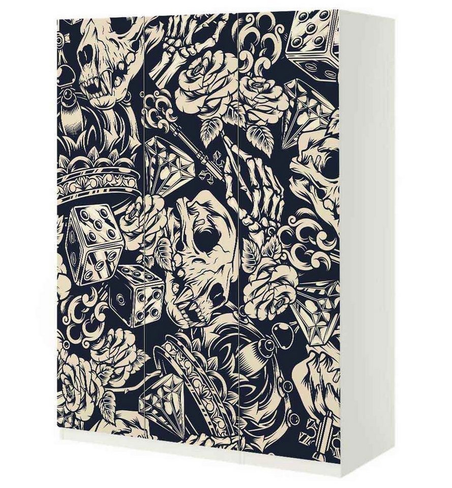 MyMaxxi Möbelfolie Schrankaufkleber Pax Tattoo Klebefolie Möbelfolie Folie, (Tattoo, 3St.}, Ein Aufkleber je Schranktür), Selbstklebend von MyMaxxi