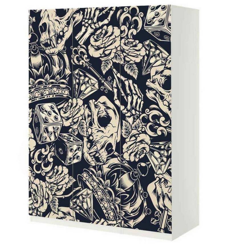 MyMaxxi Möbelfolie Schrankaufkleber Pax Tattoo Klebefolie Möbelfolie Folie, (Tattoo, 3St.}, Ein Aufkleber je Schranktür), Selbstklebend von MyMaxxi