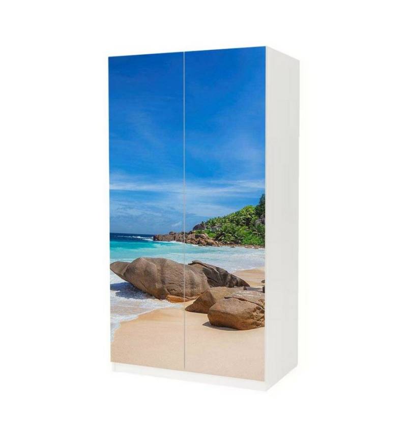 MyMaxxi Möbelfolie Schrankaufkleber Pax Traumstrand mit hellblauem Meer Möbelfolie Folie, (Traumstrand hellblau, 2St.}, Ein Aufkleber je Schranktür), Selbstklebend von MyMaxxi