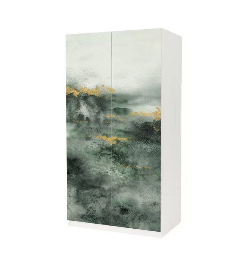 MyMaxxi Möbelfolie Schrankaufkleber Pax Verwischter Marmor Moos Grün Möbelfolie Folie, (Marmor Moss Abstrakt horizontal grün, 2St.}, Ein Aufkleber je Schranktür), Selbstklebend von MyMaxxi
