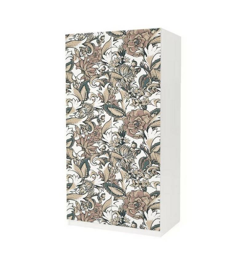 MyMaxxi Möbelfolie Schrankaufkleber Pax Vintage Blumen mit Blatt Möbelfolie Folie, (Vintage Tapete Blume, 2St.}, Ein Aufkleber je Schranktür), Selbstklebend von MyMaxxi