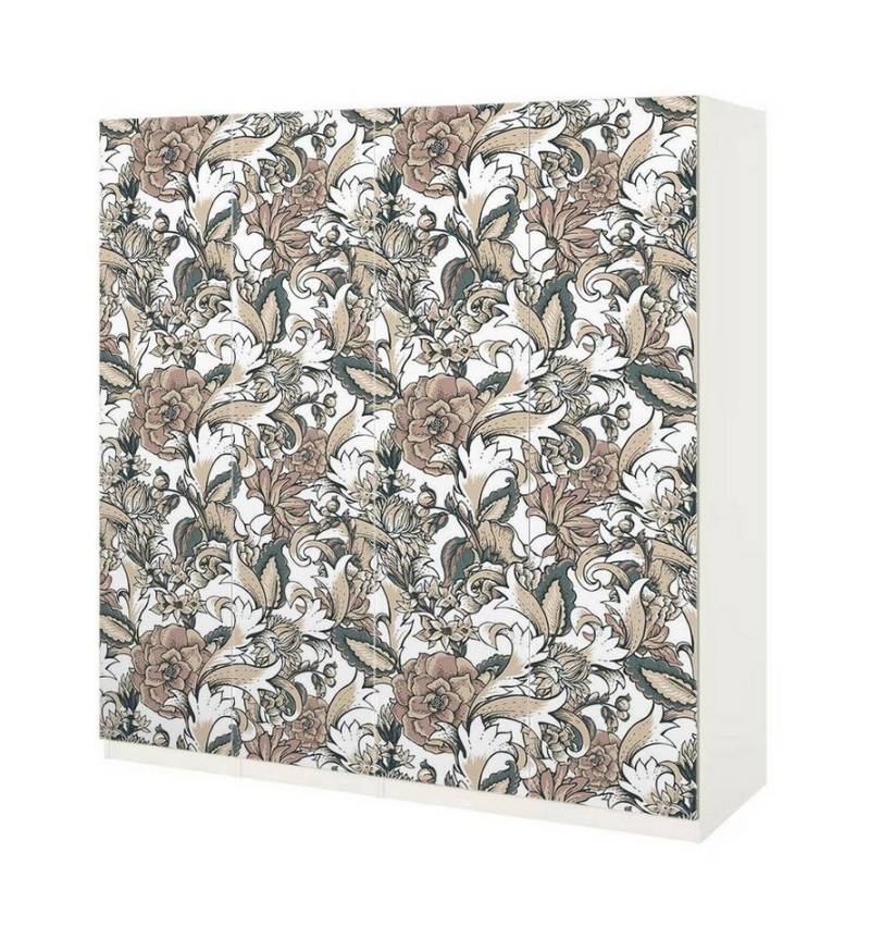 MyMaxxi Möbelfolie Schrankaufkleber Pax Vintage Blumen mit Blatt Möbelfolie Folie, (Vintage Tapete Blume, 4St.}, Ein Aufkleber je Schranktür), Selbstklebend von MyMaxxi