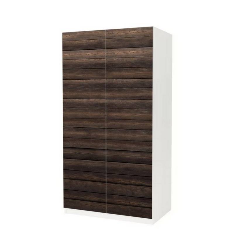 MyMaxxi Möbelfolie Schrankaufkleber Pax Vintage Dunkelholz Textur vertikal Möbelfolie, (Rustikales Holz Textur dunkelbraun, 2St.}, Ein Aufkleber je Schranktür), Selbstklebend von MyMaxxi