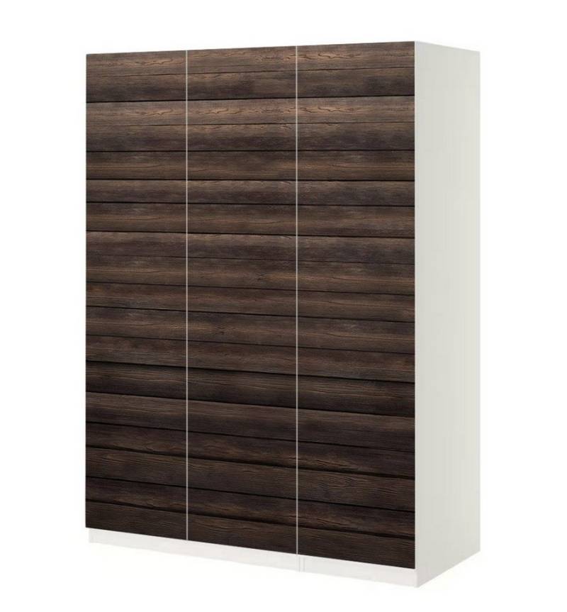 MyMaxxi Möbelfolie Schrankaufkleber Pax Vintage Dunkelholz Textur vertikal Möbelfolie, (Rustikales Holz Textur dunkelbraun, 3St.}, Ein Aufkleber je Schranktür), Selbstklebend von MyMaxxi