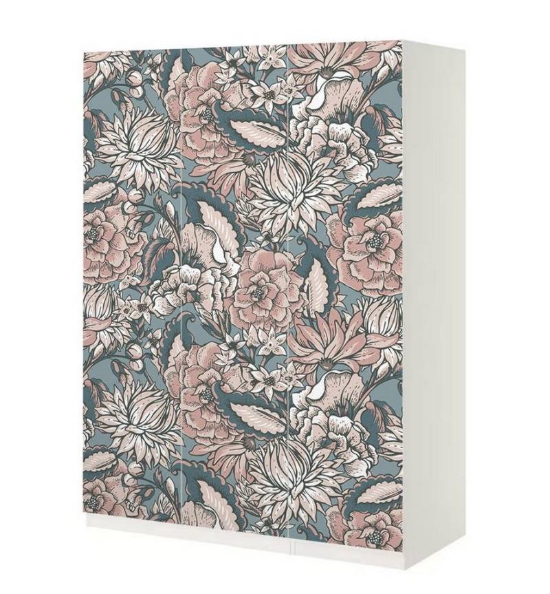 MyMaxxi Möbelfolie Schrankaufkleber Pax Vintage große Blüten Klebefolie Möbelfolie Folie, (Vintage Tapete Blüte, 3St.}, Ein Aufkleber je Schranktür), Selbstklebend von MyMaxxi