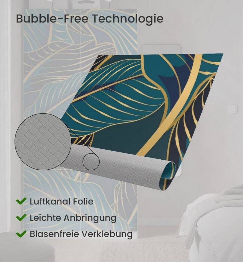 MyMaxxi Möbelfolie Schrankaufkleber Pax Vintage große blaue Blüten Möbelfolie Folie, (Vintage Tapete Blüte blau, 2St.}, Ein Aufkleber je Schranktür), Selbstklebend von MyMaxxi