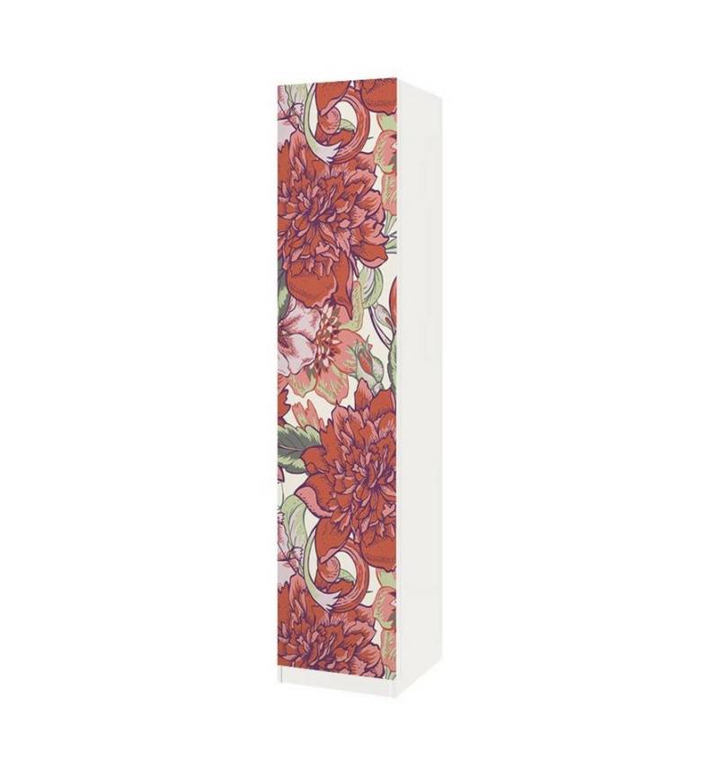 MyMaxxi Möbelfolie Schrankaufkleber Pax Vintage rotes Blumenbeet Möbelfolie Folie, (Vintage Tapete rot, 1St.}, Ein Aufkleber je Schranktür), Selbstklebend von MyMaxxi