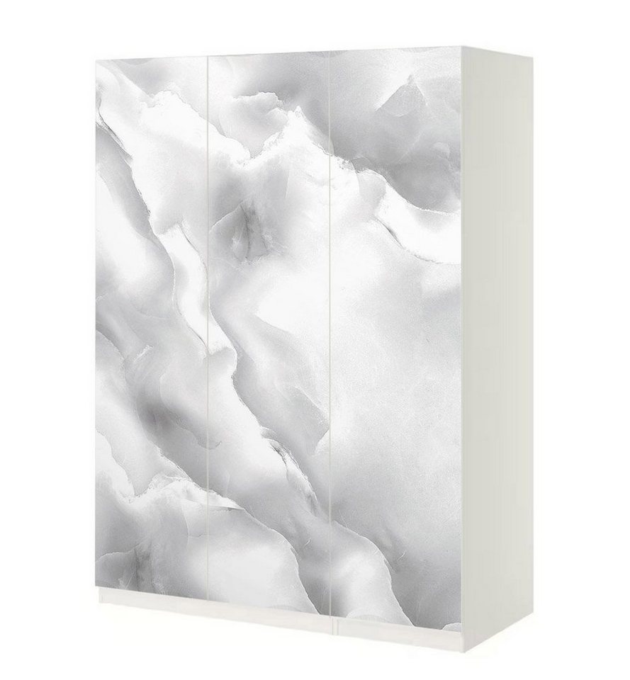 MyMaxxi Möbelfolie Schrankaufkleber Pax Weißer Marmor mit Rissen Möbelfolie Folie, (Marmor hell bruch, 3St.}, Ein Aufkleber je Schranktür), Selbstklebend von MyMaxxi