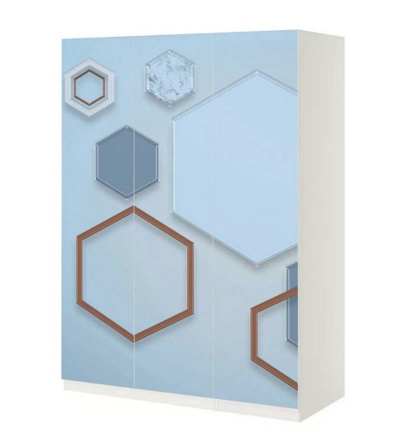 MyMaxxi Möbelfolie Schrankaufkleber Pax abstrakte Sechsecke Klebefolie Möbelfolie Folie, (Hexagon Variationen, 3St.}, Ein Aufkleber je Schranktür), Selbstklebend von MyMaxxi