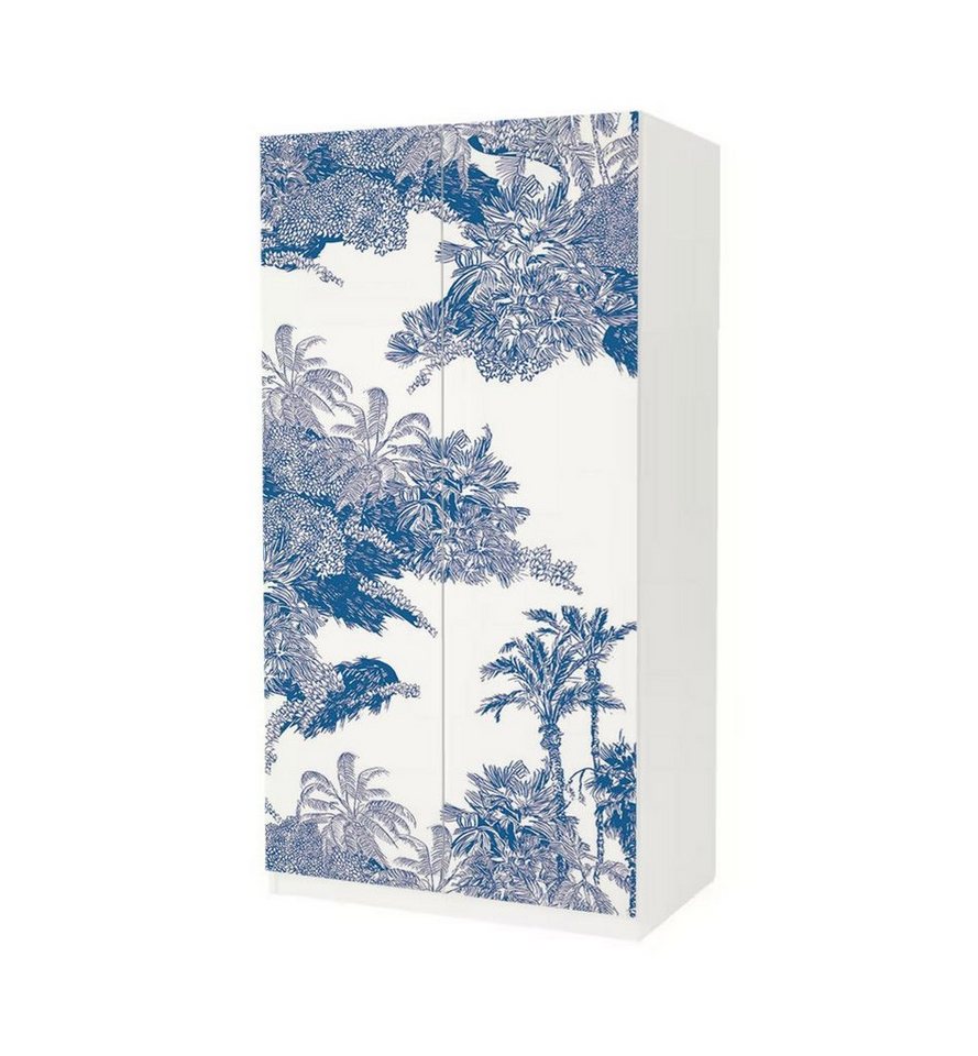 MyMaxxi Möbelfolie Schrankaufkleber Pax blaues Dschungel Möbelfolie, (blaues Dschungel Muster, 2St.}, Ein Aufkleber je Schranktür), Selbstklebend von MyMaxxi