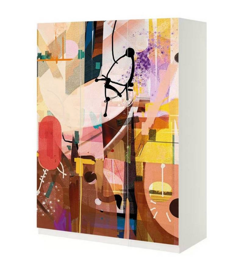 MyMaxxi Möbelfolie Schrankaufkleber Pax bunte abstrakte mit vielen Formen Folie, (Abstrakte Kunst Formen, 3St.}, Ein Aufkleber je Schranktür), Selbstklebend von MyMaxxi