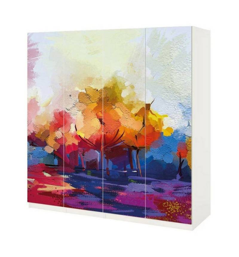 MyMaxxi Möbelfolie Schrankaufkleber Pax bunter Wald Malerei Klebefolie Möbelfolie Folie, (Wald Illustration, 4St.}, Ein Aufkleber je Schranktür), Selbstklebend von MyMaxxi