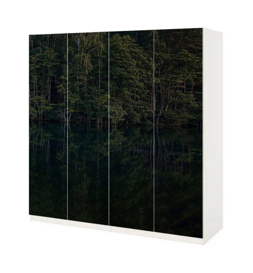 MyMaxxi Möbelfolie Schrankaufkleber Pax dichte Waldspiegelung am See Möbelfolie Folie, (Waldspiegelung, 4St.}, Ein Aufkleber je Schranktür), Selbstklebend von MyMaxxi