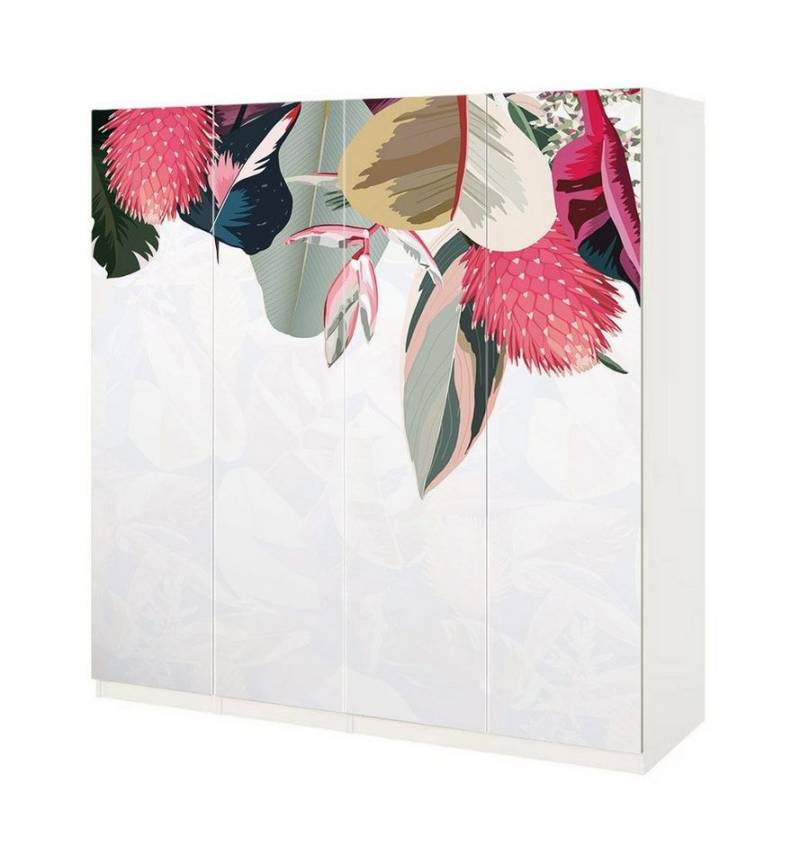 MyMaxxi Möbelfolie Schrankaufkleber Pax hängende Tropische Blätter Möbelfolie Folie, (Tropische Blätter pink, 4St.}, Ein Aufkleber je Schranktür), Selbstklebend von MyMaxxi