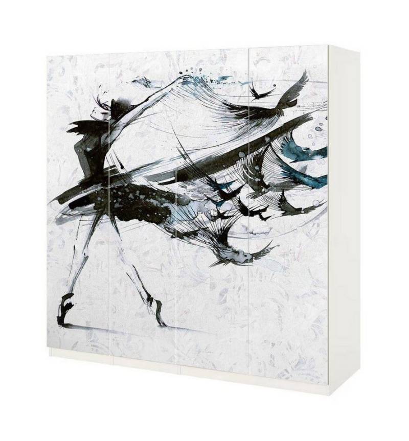 MyMaxxi Möbelfolie Schrankaufkleber Pax tanzende Balerina mit Vögeln Möbelfolie Folie, (Balerina Tauben, 4St.}, Ein Aufkleber je Schranktür), Selbstklebend von MyMaxxi