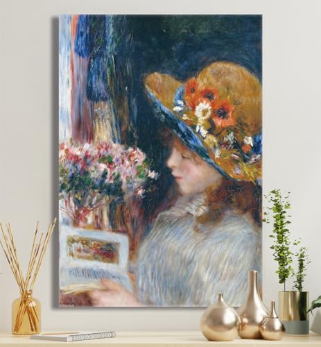 MyMaxxi - Premium Leinwandbild auf Keilrahmen lesendes Mädchen Wandbild Design Wand Dekoration, Gemälde Malerei Renoir Mehrfarbig Leinwand - Buch Lesen, Groesse_leinwand:40x60 cm von MyMaxxi