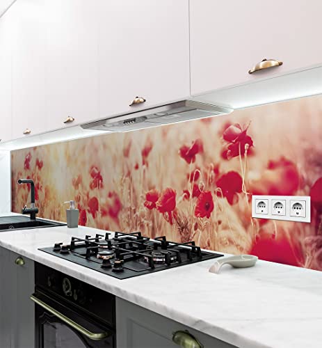 MyMaxxi - Selbstklebende Küchenrückwand Folie ohne Bohren - Motiv Blume 04-60cm hoch - Klebefolie Wandbild Küche - Wand-Deko – Wiese Natur 280 x 60 cm von MyMaxxi