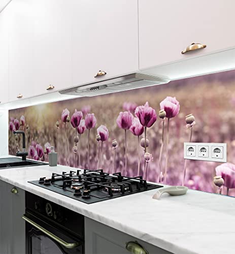 MyMaxxi - Selbstklebende Küchenrückwand Folie ohne Bohren - Motiv Blume Lila 60cm hoch - Klebefolie Wandbild Küche - Wand-Deko -Pflanzen Natur Wiese 220 x 60 cm von MyMaxxi