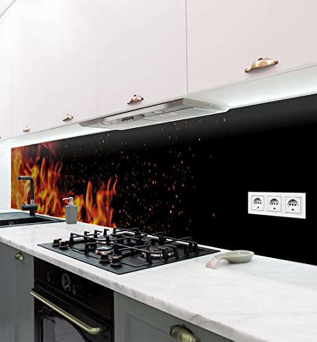 MyMaxxi - Selbstklebende Küchenrückwand Folie ohne Bohren - Motiv Feuer Flamme 60cm hoch – Klebefolie Wandbild Küche - Wand-Deko – Feuer Flamme 280 x 60cm von MyMaxxi