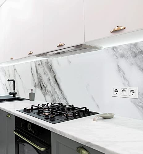 MyMaxxi - Selbstklebende Küchenrückwand Folie ohne Bohren - Motiv Marmor weiß 60cm hoch – Klebefolie Wandbild Küche - Wand-Deko – Mauer Steine Farbverlauf 80 x 60cm von MyMaxxi