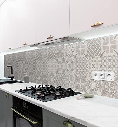 MyMaxxi - Selbstklebende Küchenrückwand Folie ohne Bohren - Motiv Mosaik Beige 60cm hoch – Klebefolie Wandbild Küche - Wand-Deko – Kachel Fliese 80 x 60cm von MyMaxxi