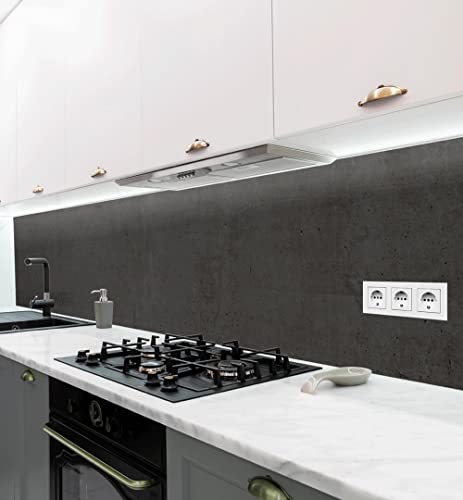 MyMaxxi - Selbstklebende Küchenrückwand Folie ohne Bohren - Motiv Steinwand schwarz 60cm hoch – Klebefolie Wandbild Küche - Wand-Deko – Steine Mauer 220 x 60cm von MyMaxxi
