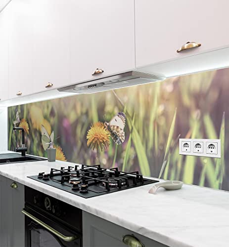 MyMaxxi - Selbstklebende Küchenrückwand Folie ohne Bohren - Motiv Blume 08-60cm hoch – Klebefolie Wandbild Küche - Wand-Deko – Wiese Natur Blumen 60 x 60cm von MyMaxxi