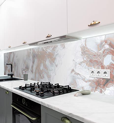 MyMaxxi - Selbstklebende Küchenrückwand Folie ohne Bohren - Motiv Marmor bronze 60cm hoch – Klebefolie Wandbild Küche - Wand-Deko – Steine Mauer Farbverlauf 60 x 60cm von MyMaxxi