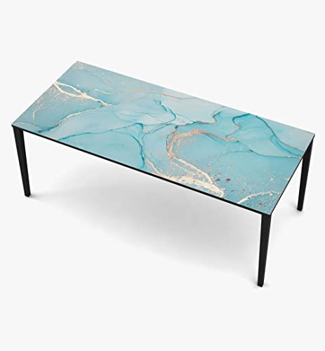 MyMaxxi - Selbstklebende Tischfolie Marmor Eisplatten blau kompatibel mit IKEA Lacktisch Steine Mauer Farbverlauf Mauerziegel Möbelfolie Aufkleber - blasenfrei zu verkleben, 78 x 118cm von MyMaxxi