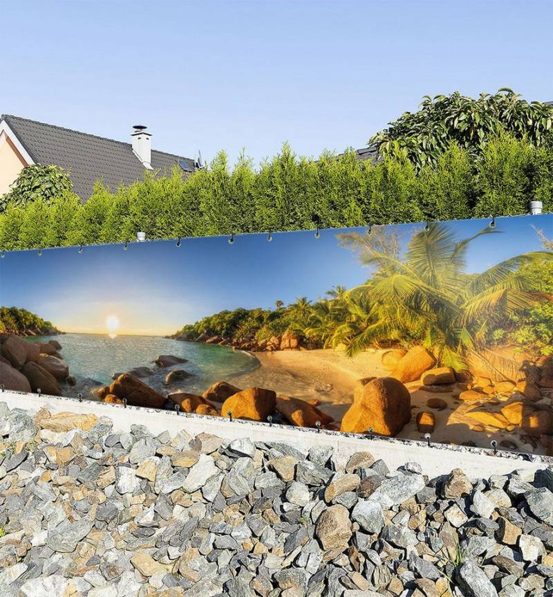 MyMaxxi Sichtschutzelement Balkonbanner Strand Sonnenuntergang Balkon Sichtschutz Garten, (Strand Sonnenuntergang) von MyMaxxi