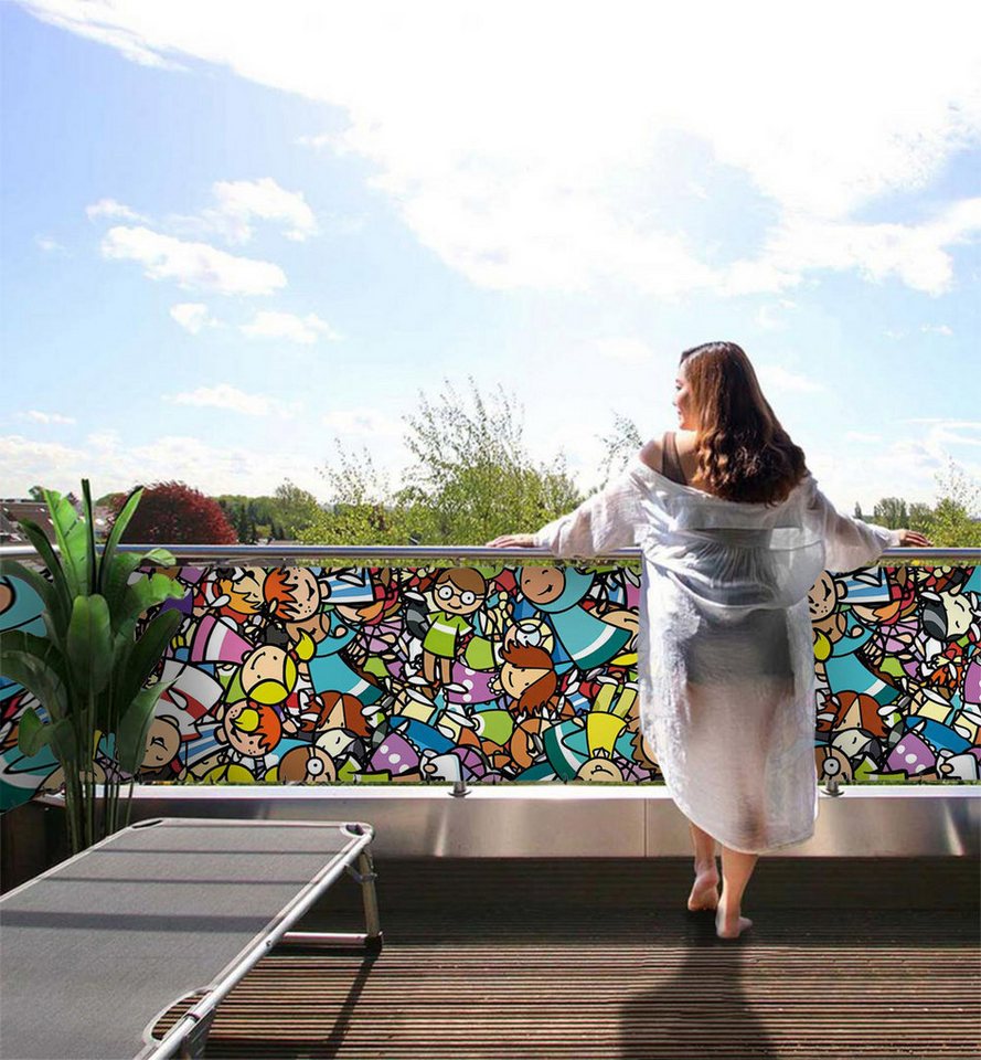 MyMaxxi Sichtschutzelement Balkonbanner bunte Cartoon Figuren feiern Balkon Sichtschutz Garten, (Bambus grün) MyMaxxi Sichtschutzelement Balkonbanner bunte Cartoon Figuren feiern Balkon Sichtschutz Garten, (Bambus grün) von MyMaxxi